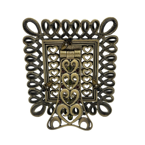 Vintage Italy Tizo Jeweled Rhinestones Loop Heart Photo Picture Frame 2.5" X 3" - Picture 9 of 9